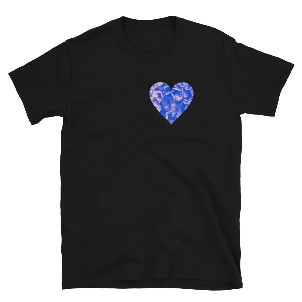 Blue Floral Heart Graphic T-Shirt
