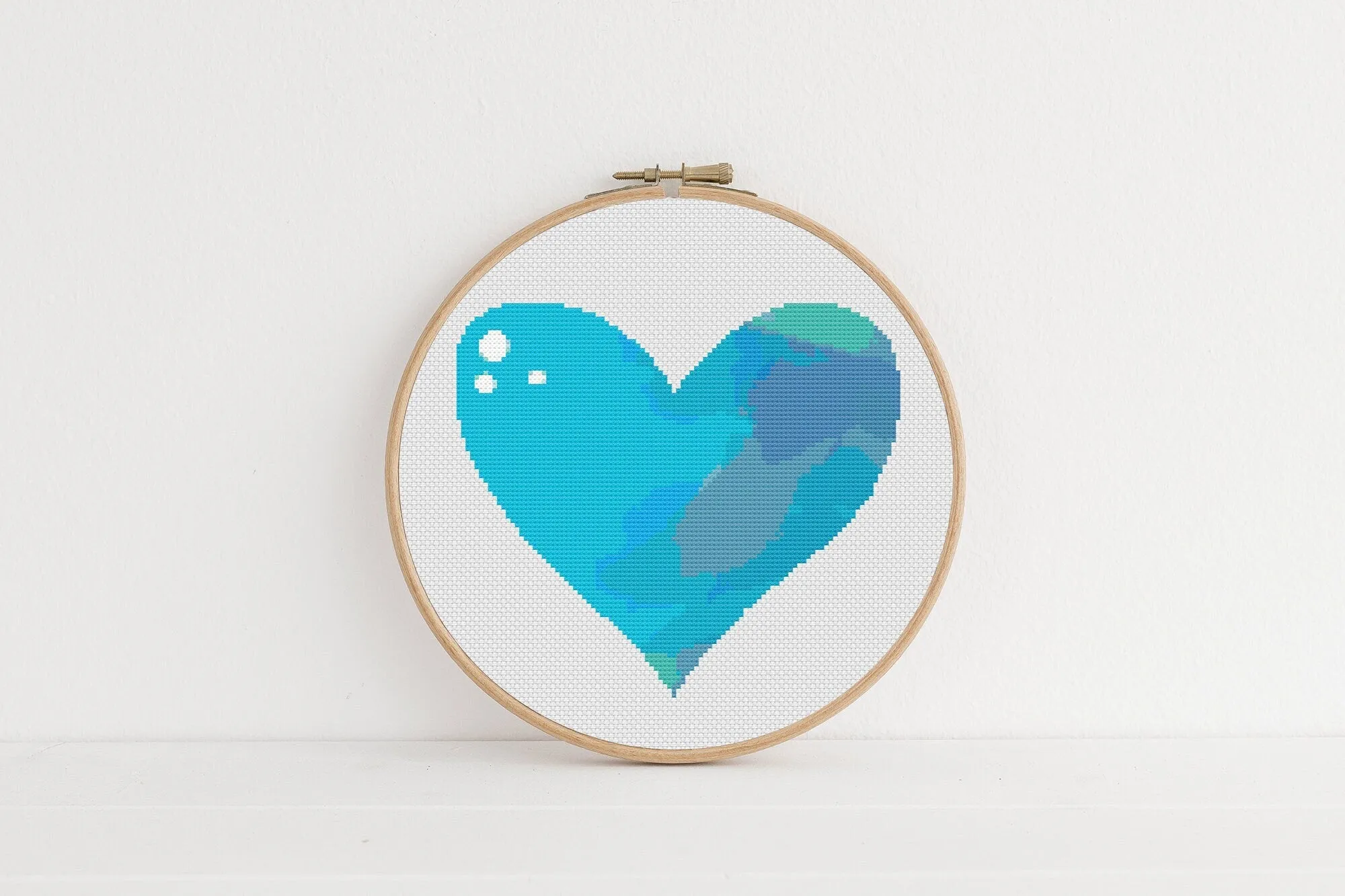 Blue Heart Cross Stitch Pattern #1933