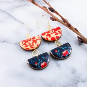 Blue   Red Graphic Stacked Half Circle Earrings