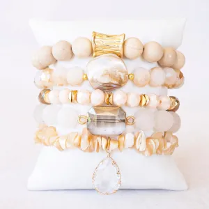 Boho & Mala Light Stone Mix Elastic Bracelet Stackable Sets BS1027