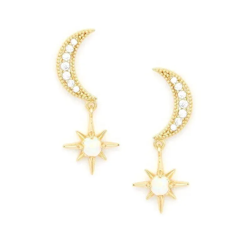 Boho & Mala Opal Stud 18k Gold Plated Hoop Earring