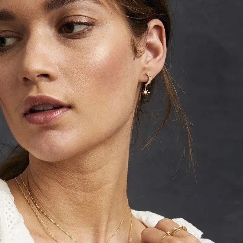 Boho & Mala Opal Stud 18k Gold Plated Hoop Earring
