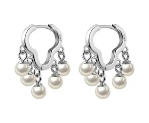 Boho & Mala Pearl Tassel Sterling Silver Huggies Hoop Earrings DE1018