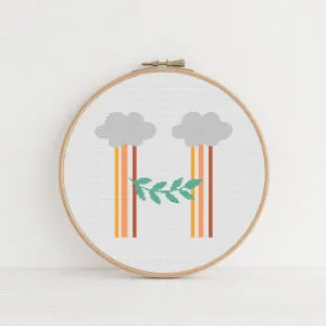 Boho Letter H Cross Stitch Pattern #749
