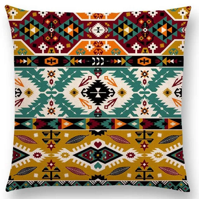 Boho Primitive Geometric Pattern Pillow Case