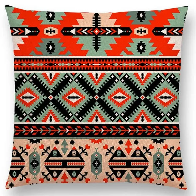 Boho Primitive Geometric Pattern Pillow Case