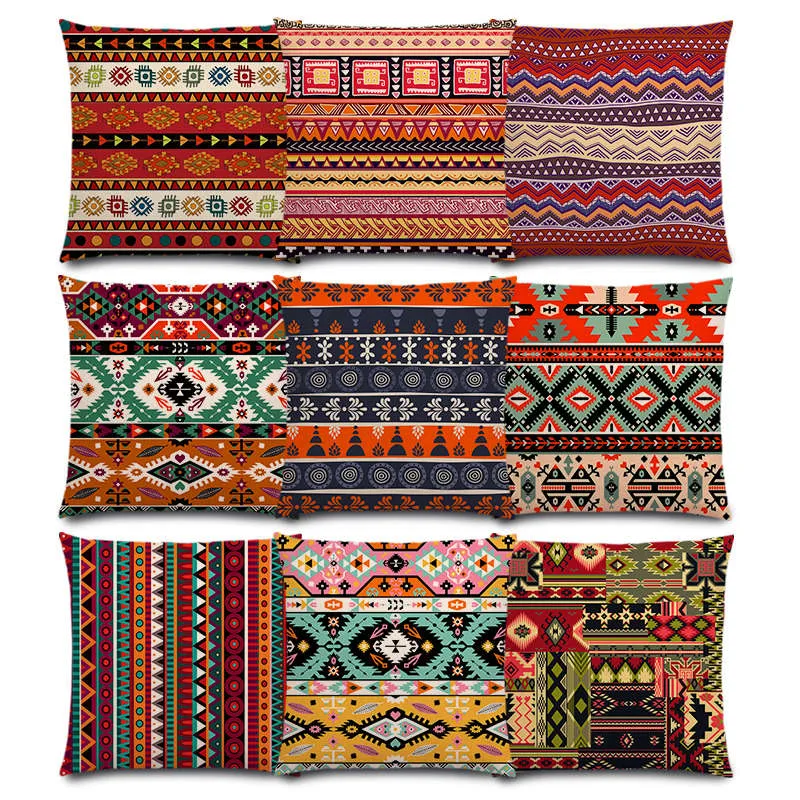 Boho Primitive Geometric Pattern Pillow Case