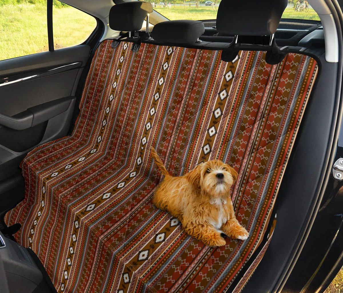 Boho Rust Stripes Car Pet Seat Cover Brown Tribal Pattern