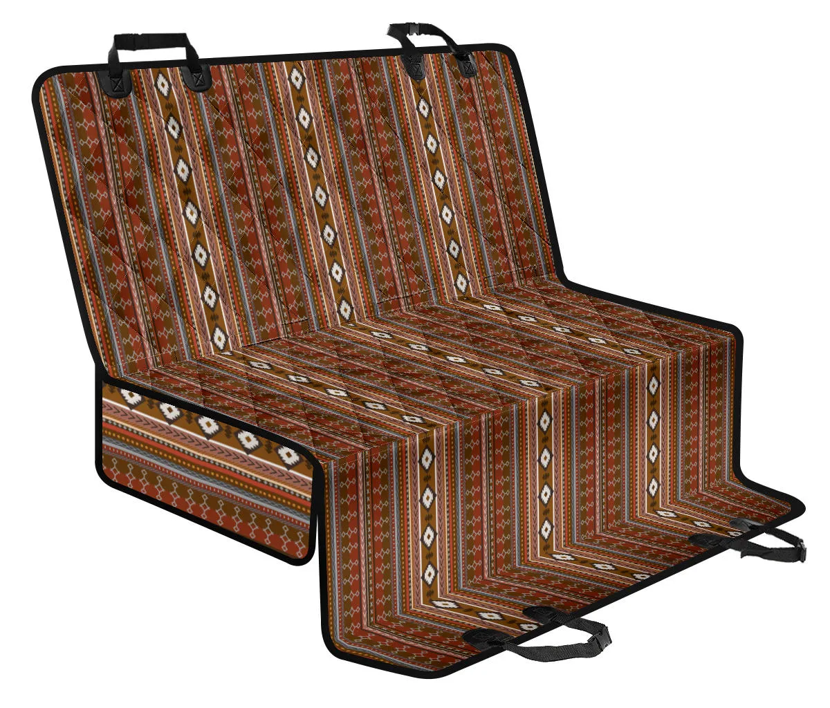 Boho Rust Stripes Car Pet Seat Cover Brown Tribal Pattern