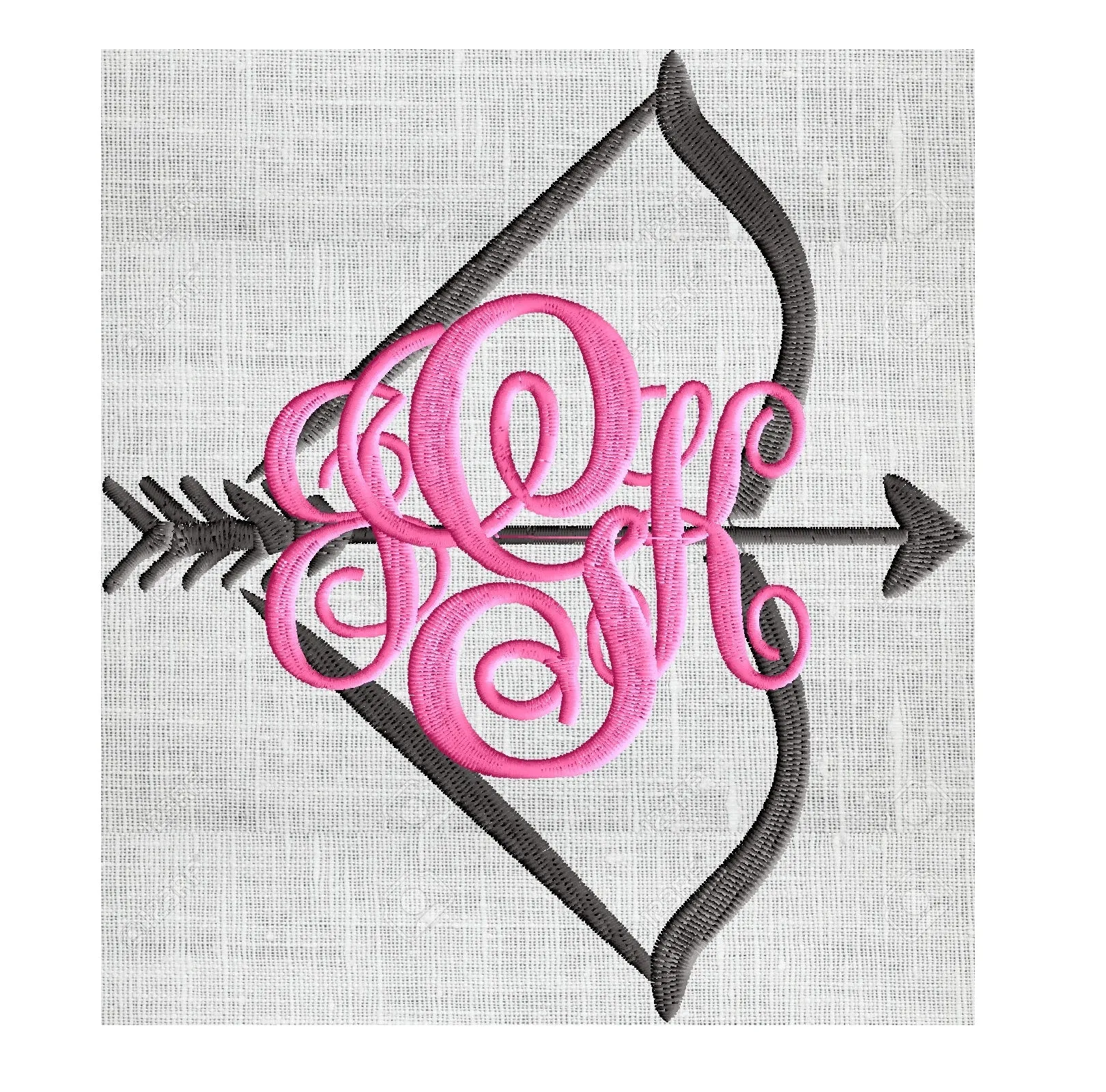 Bow and Arrow Font Frame Monogram Design -Font not included - EMBROIDERY DESIGN FILE - Instant download - Hus Dst Exp Jef Pes Vp3 formats INSTANT DOWNLOAD