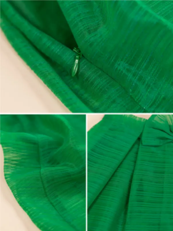 bow organza skirt in green
