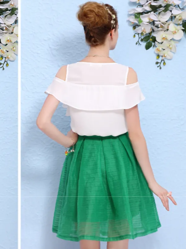 bow organza skirt in green