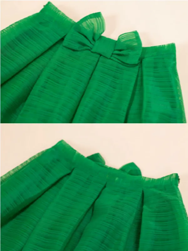bow organza skirt in green