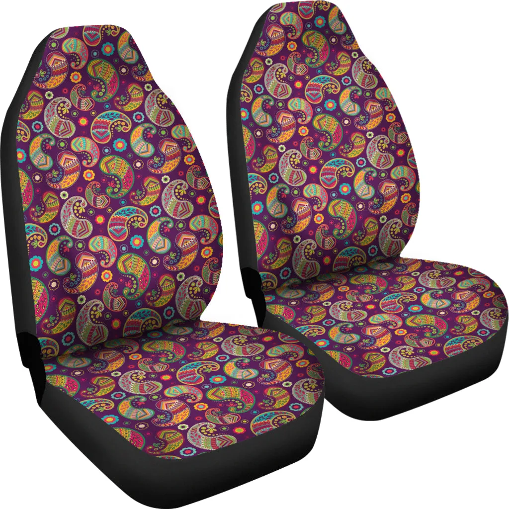 Bright Colorful Paisley Pattern Car Seat Covers
