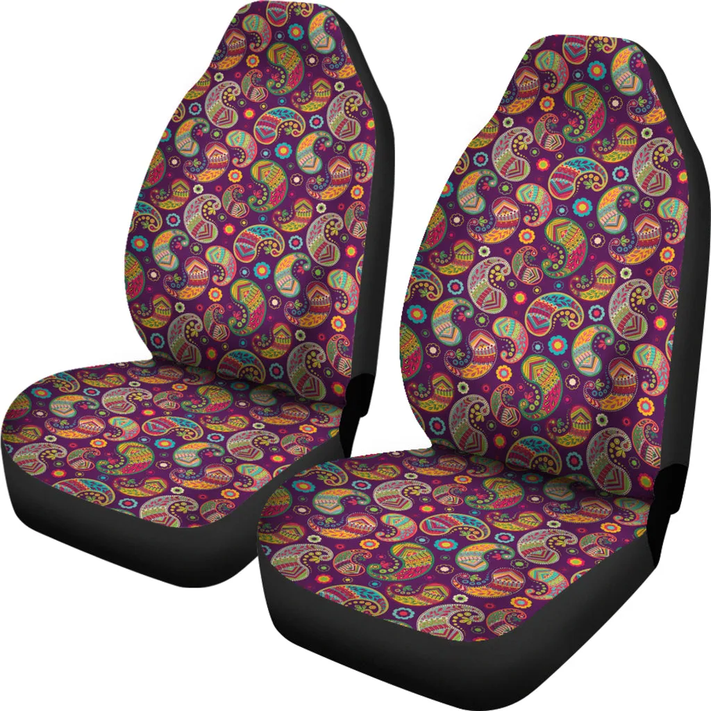 Bright Colorful Paisley Pattern Car Seat Covers