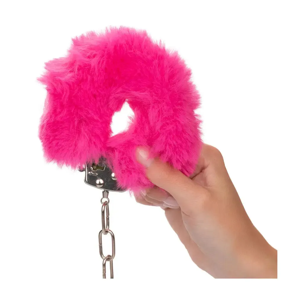 California Exotic Pink Ultra Fluffy Furry Metal Cuffs with 2 Keys