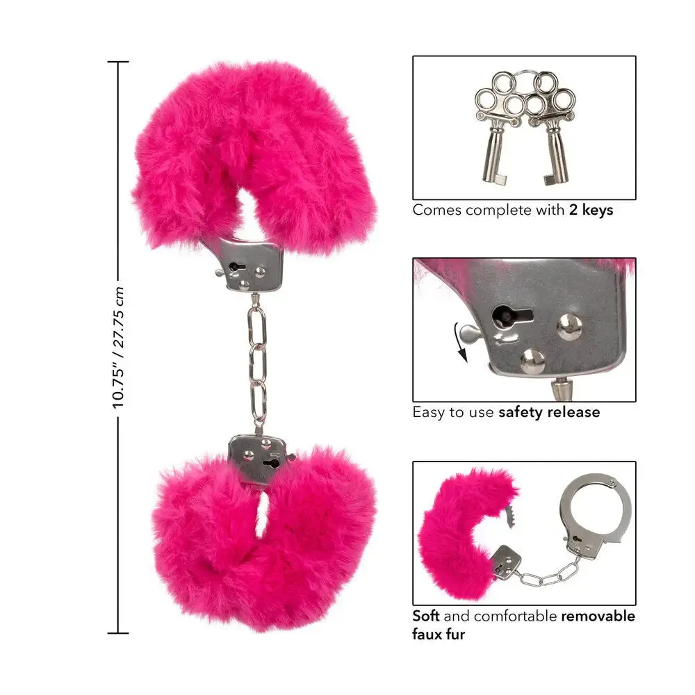 California Exotic Pink Ultra Fluffy Furry Metal Cuffs with 2 Keys