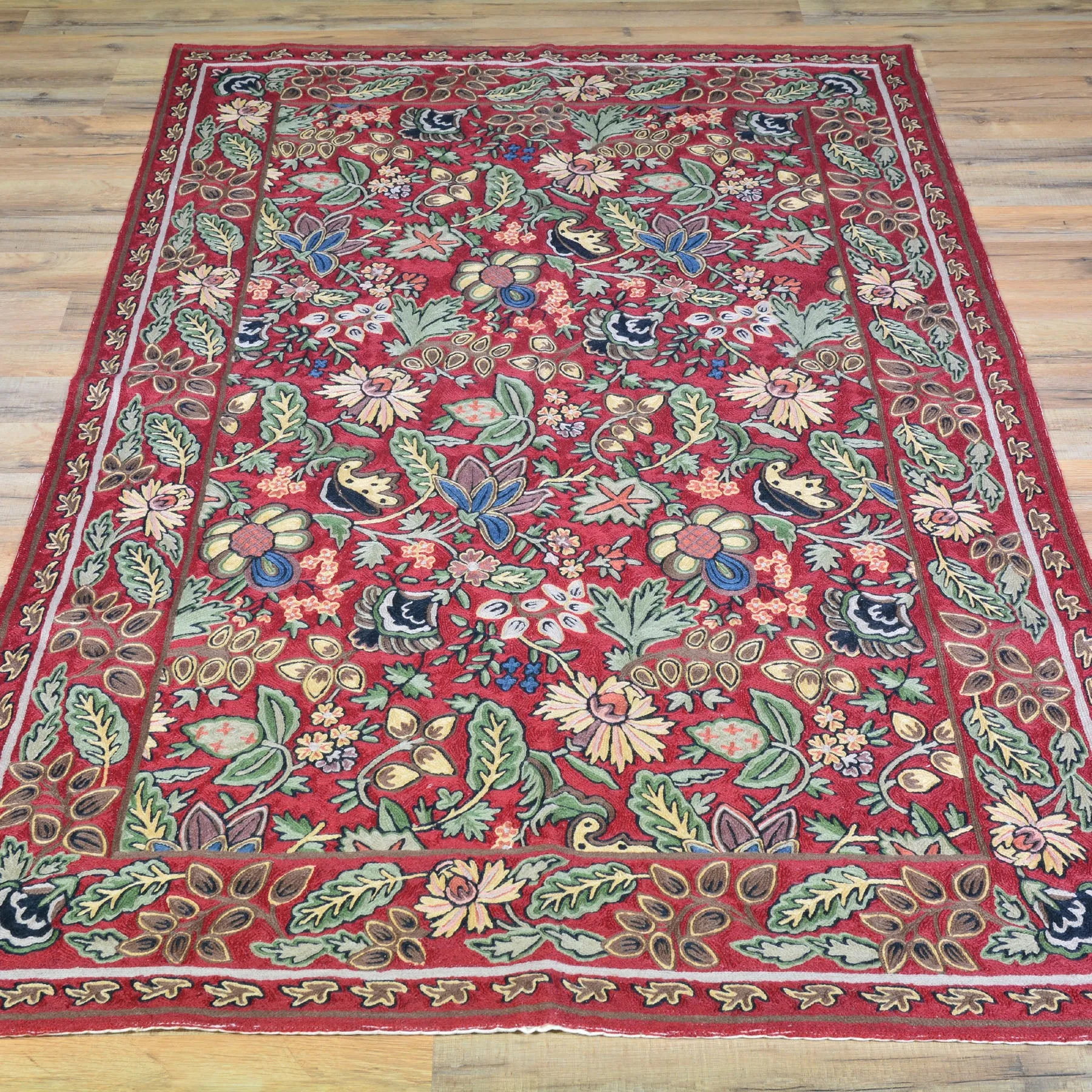 Chain-Stitched Kashmir Floral Handmade Wool Rug (Size 4.0 X 6.0) Brral-5262
