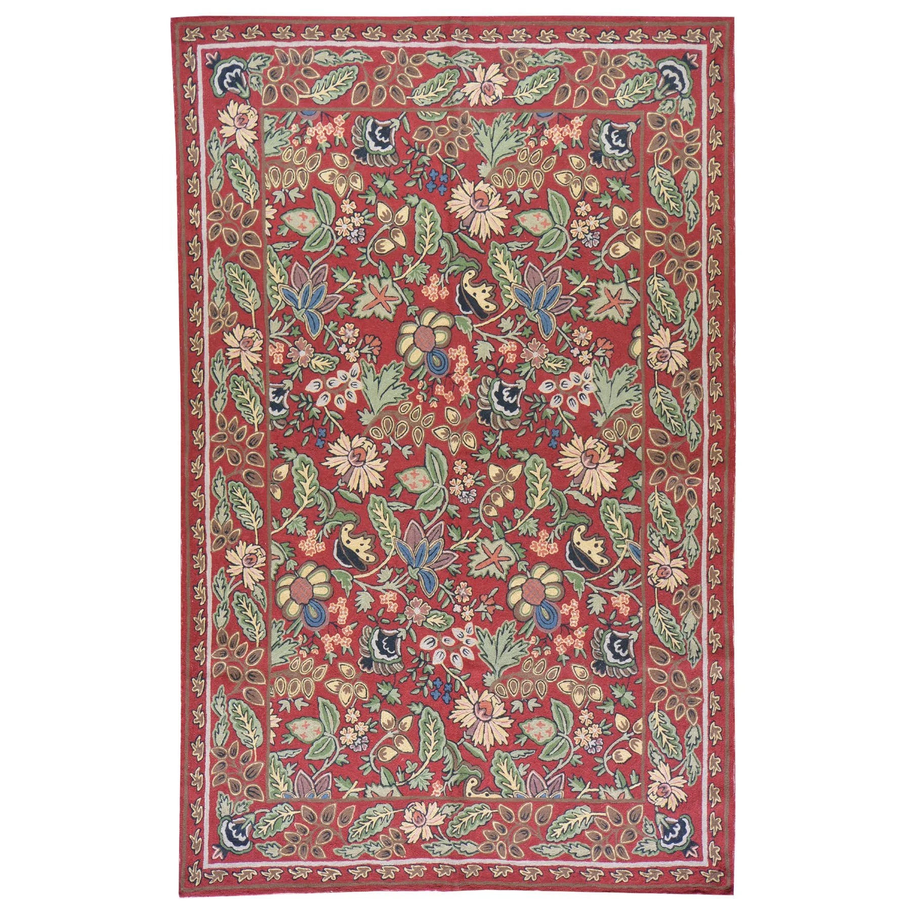 Chain-Stitched Kashmir Floral Handmade Wool Rug (Size 4.0 X 6.0) Brral-5262