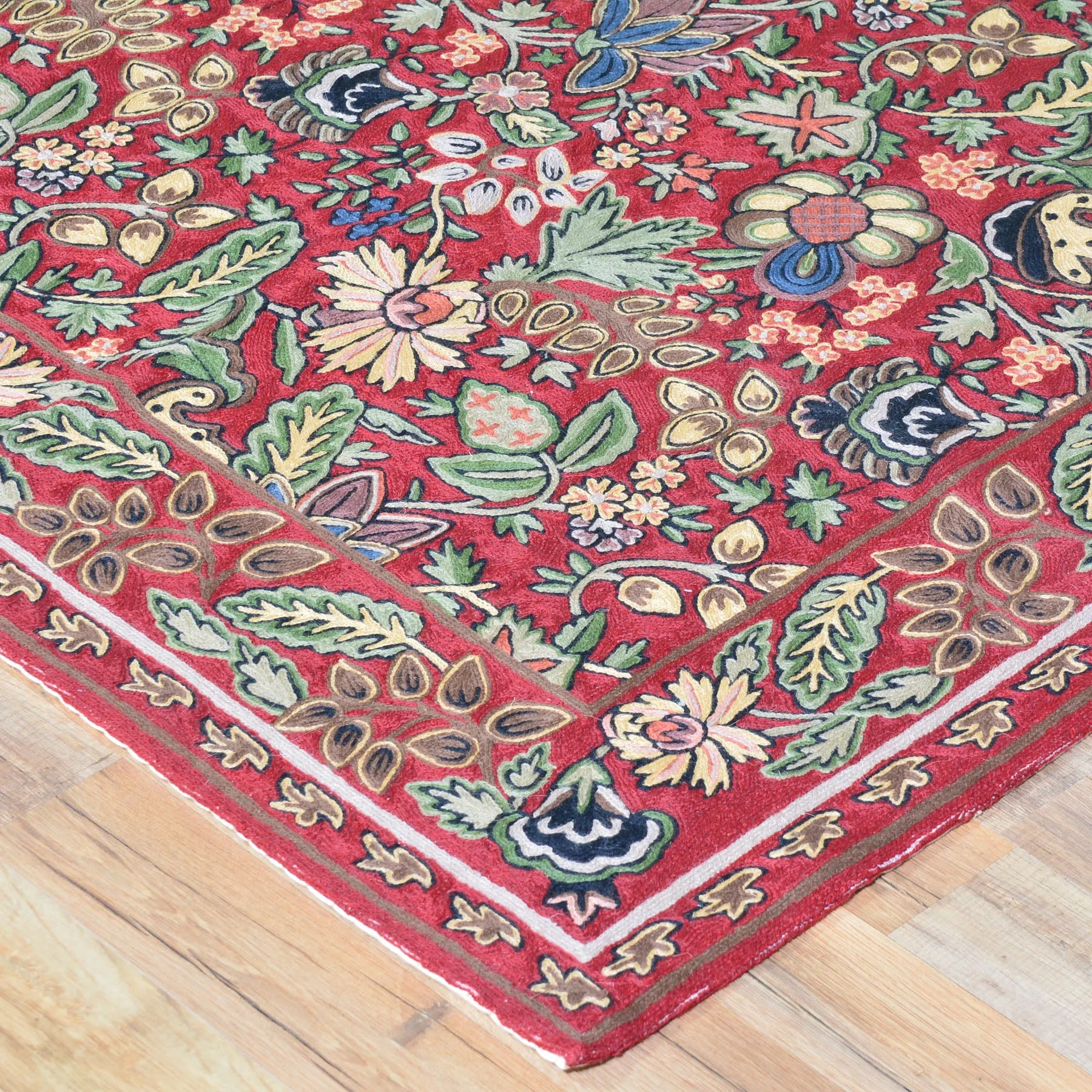 Chain-Stitched Kashmir Floral Handmade Wool Rug (Size 4.0 X 6.0) Brral-5262
