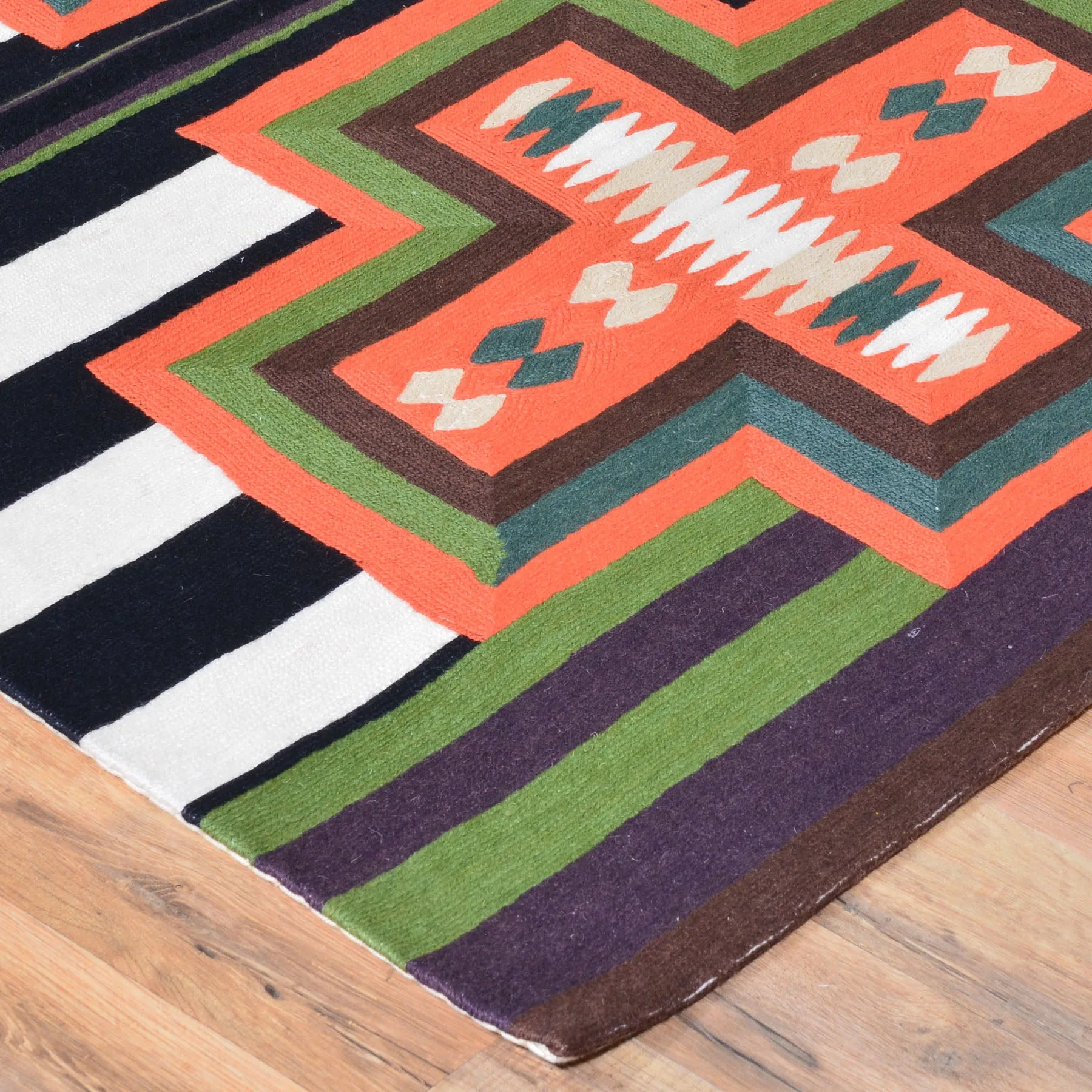 Chain-Stitched Kashmir Southwestern Handmade Wool Rug (Size 4.0 X 6.0) Brrsf-930