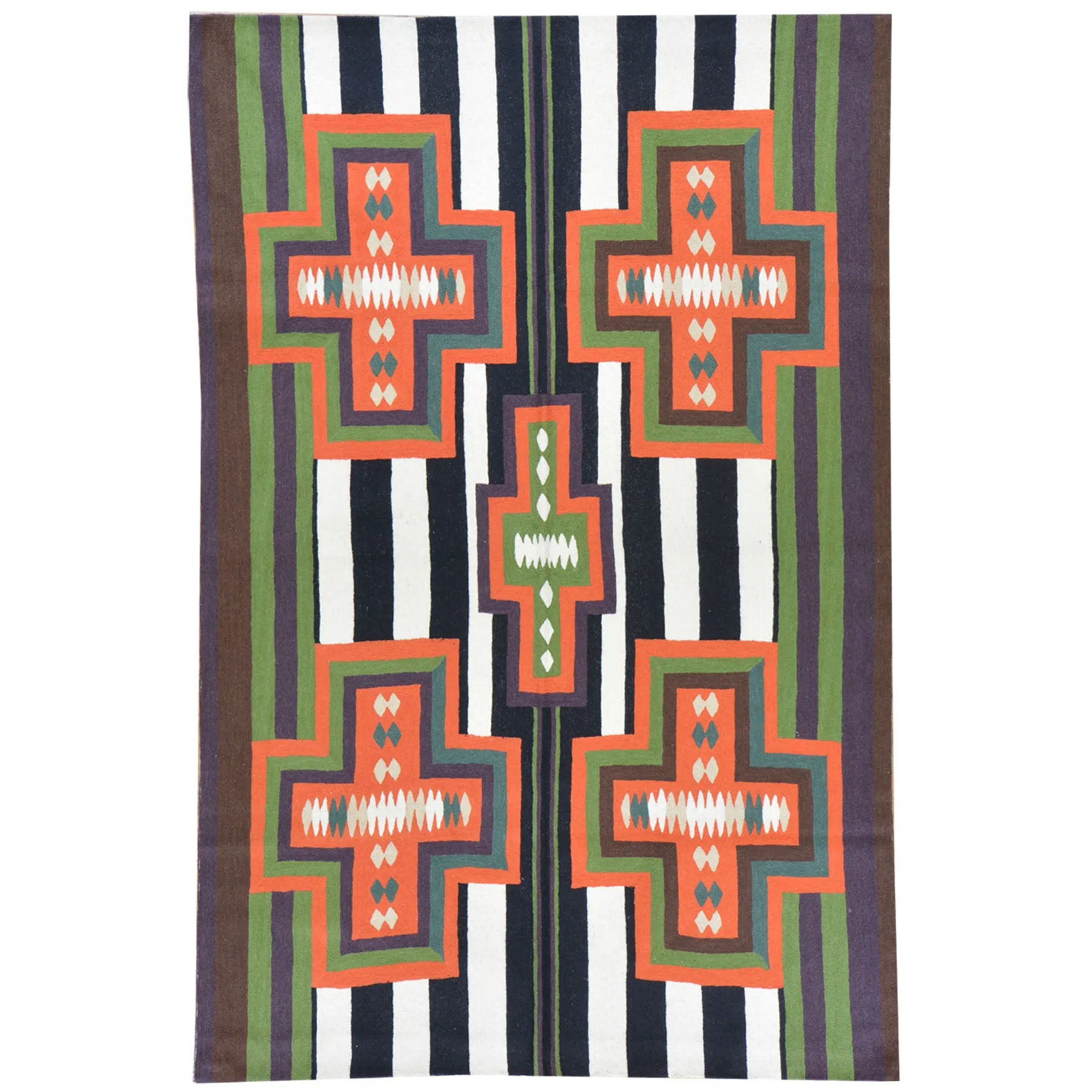Chain-Stitched Kashmir Southwestern Handmade Wool Rug (Size 4.0 X 6.0) Brrsf-930