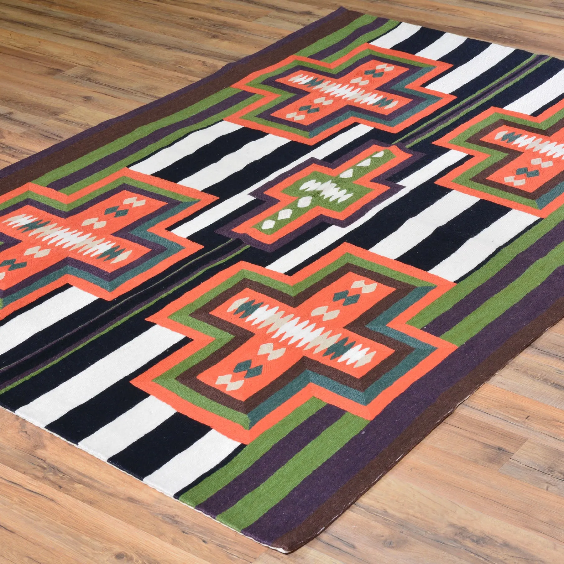 Chain-Stitched Kashmir Southwestern Handmade Wool Rug (Size 4.0 X 6.0) Brrsf-930