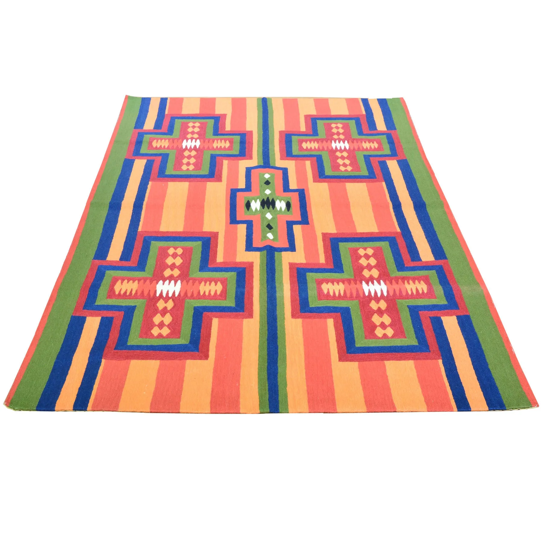 Chain-Stitched Kashmir Southwestern Handmade Wool Rug (Size 4.0 X 6.0) Cwral-8307
