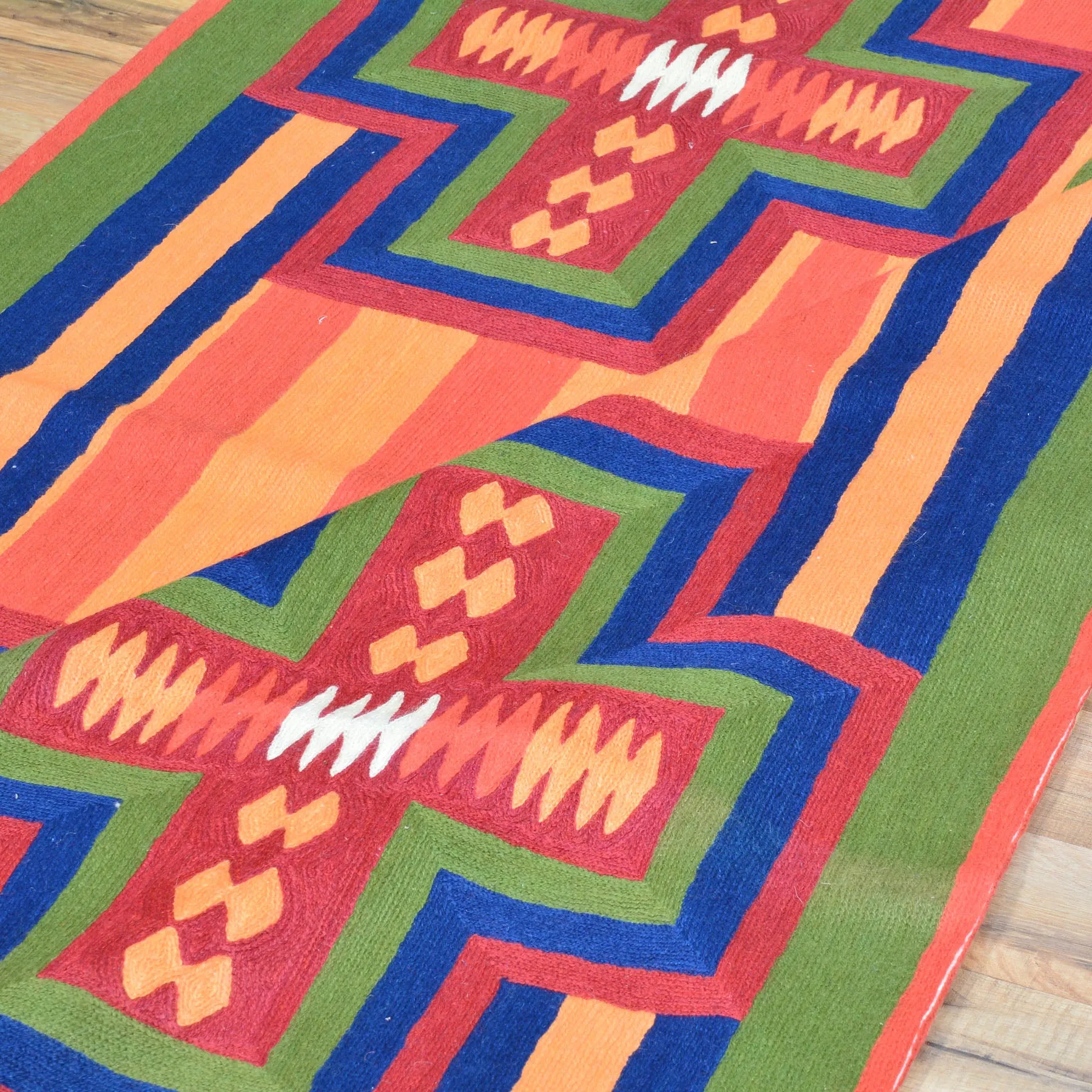 Chain-Stitched Kashmir Southwestern Handmade Wool Rug (Size 4.0 X 6.0) Cwral-8307