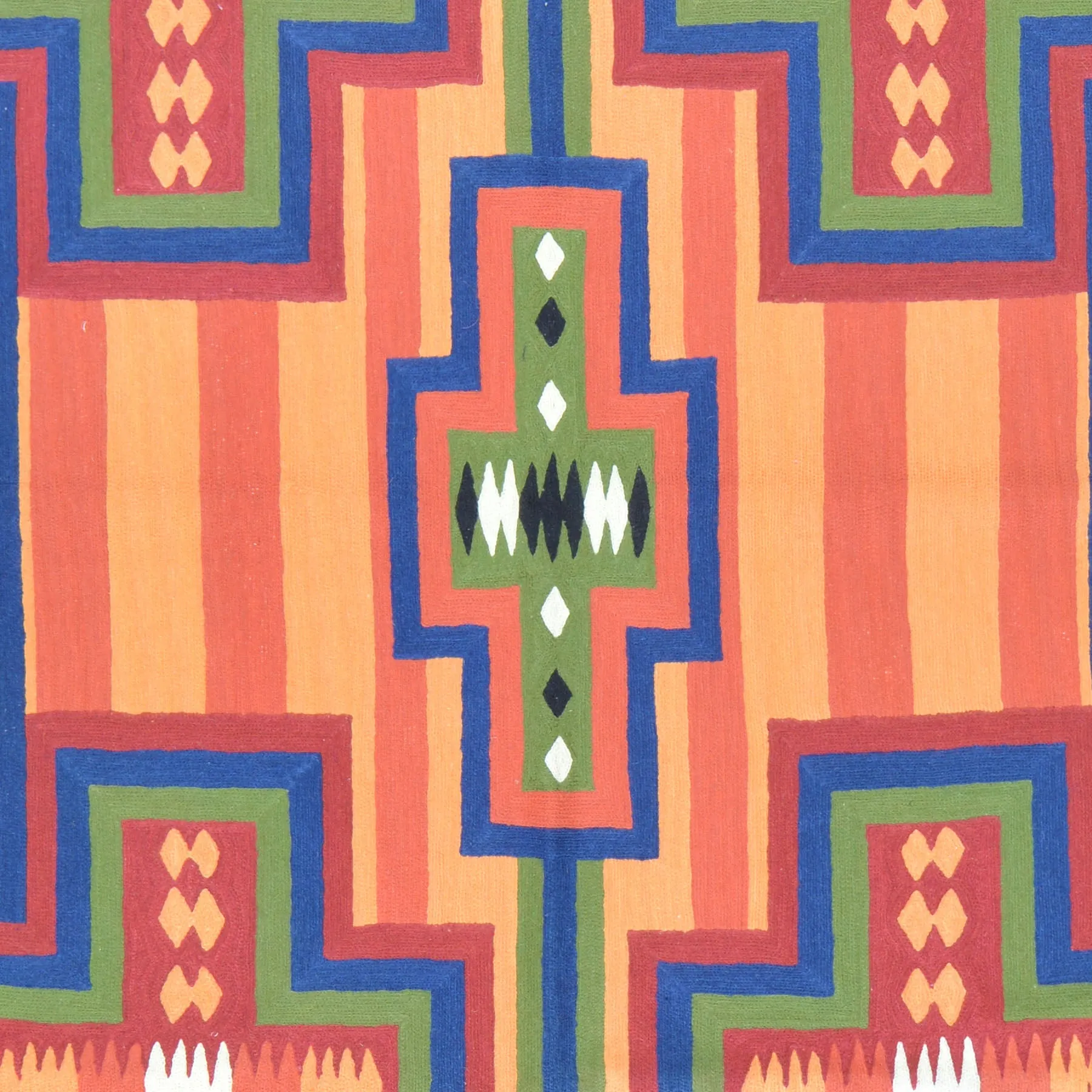 Chain-Stitched Kashmir Southwestern Handmade Wool Rug (Size 4.0 X 6.0) Cwral-8307
