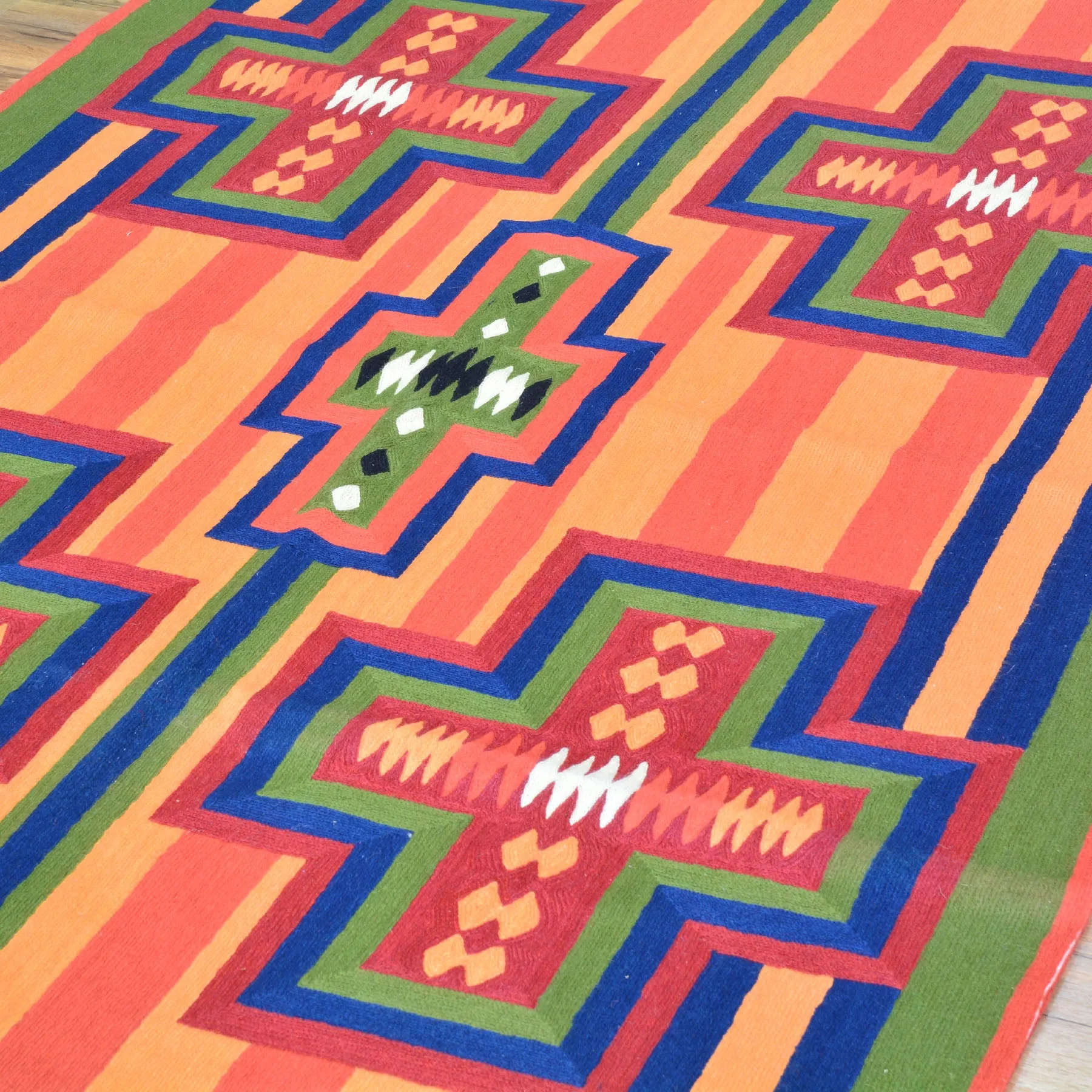 Chain-Stitched Kashmir Southwestern Handmade Wool Rug (Size 4.0 X 6.0) Cwral-8307