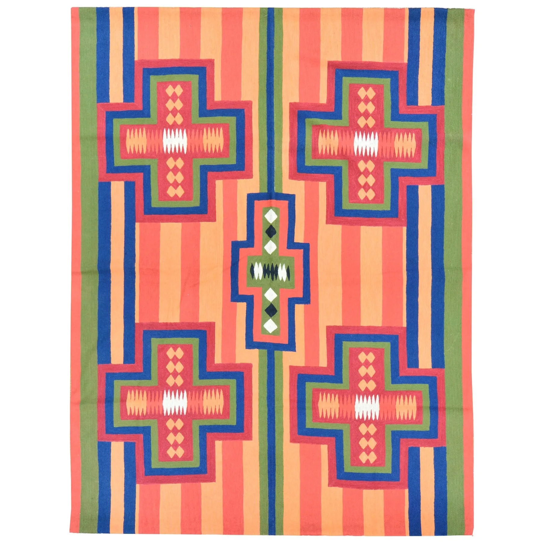 Chain-Stitched Kashmiri SouthWestern Design Wool Rug (Size 5.0 X 6.11) Brrsf-1497