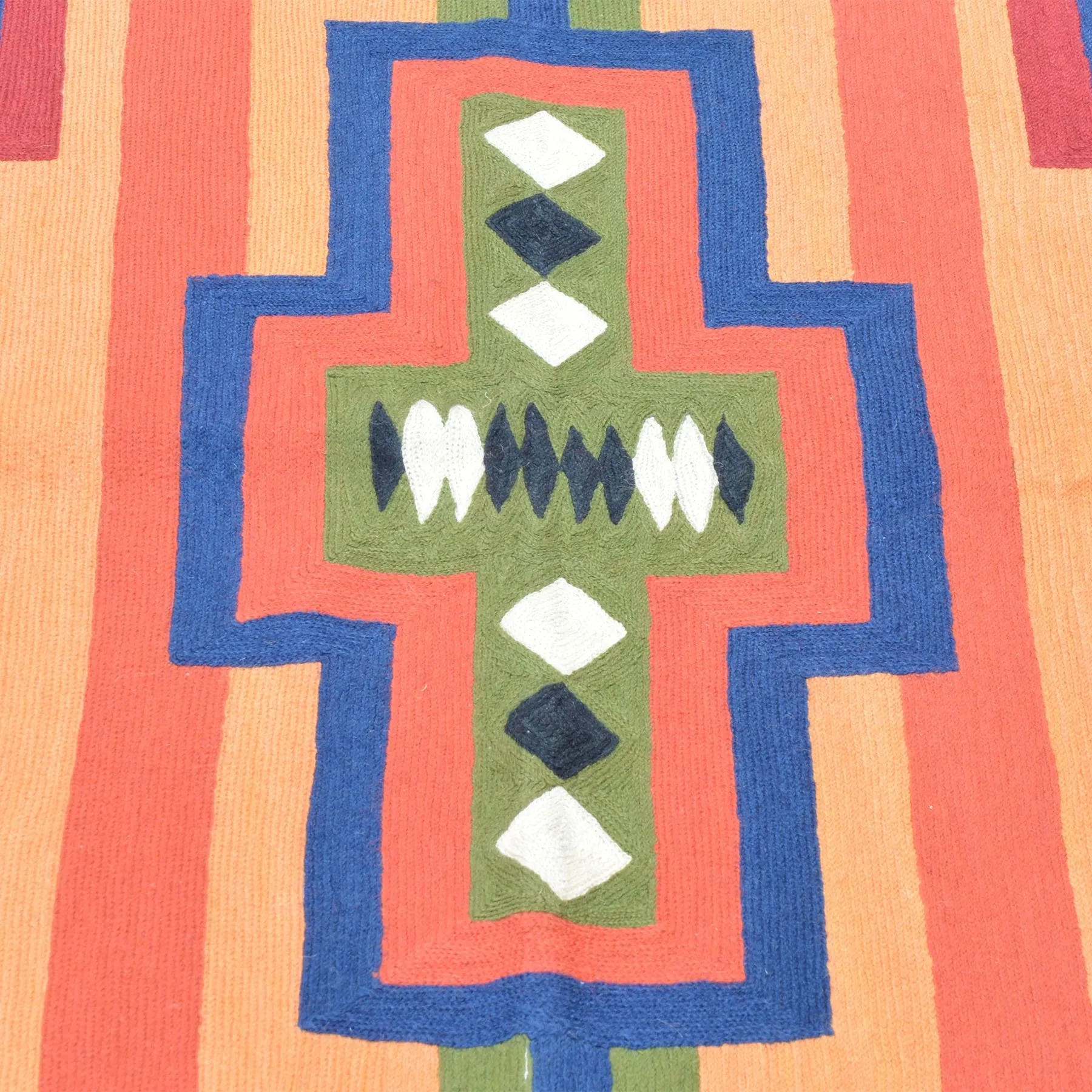 Chain-Stitched Kashmiri SouthWestern Design Wool Rug (Size 5.0 X 6.11) Brrsf-1497