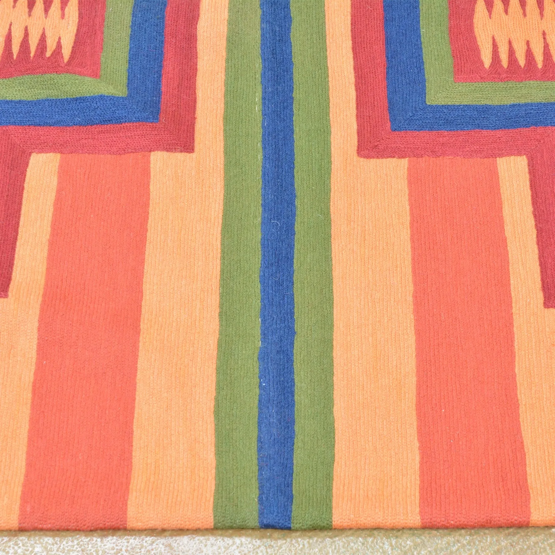 Chain-Stitched Kashmiri SouthWestern Design Wool Rug (Size 5.0 X 6.11) Brrsf-1497