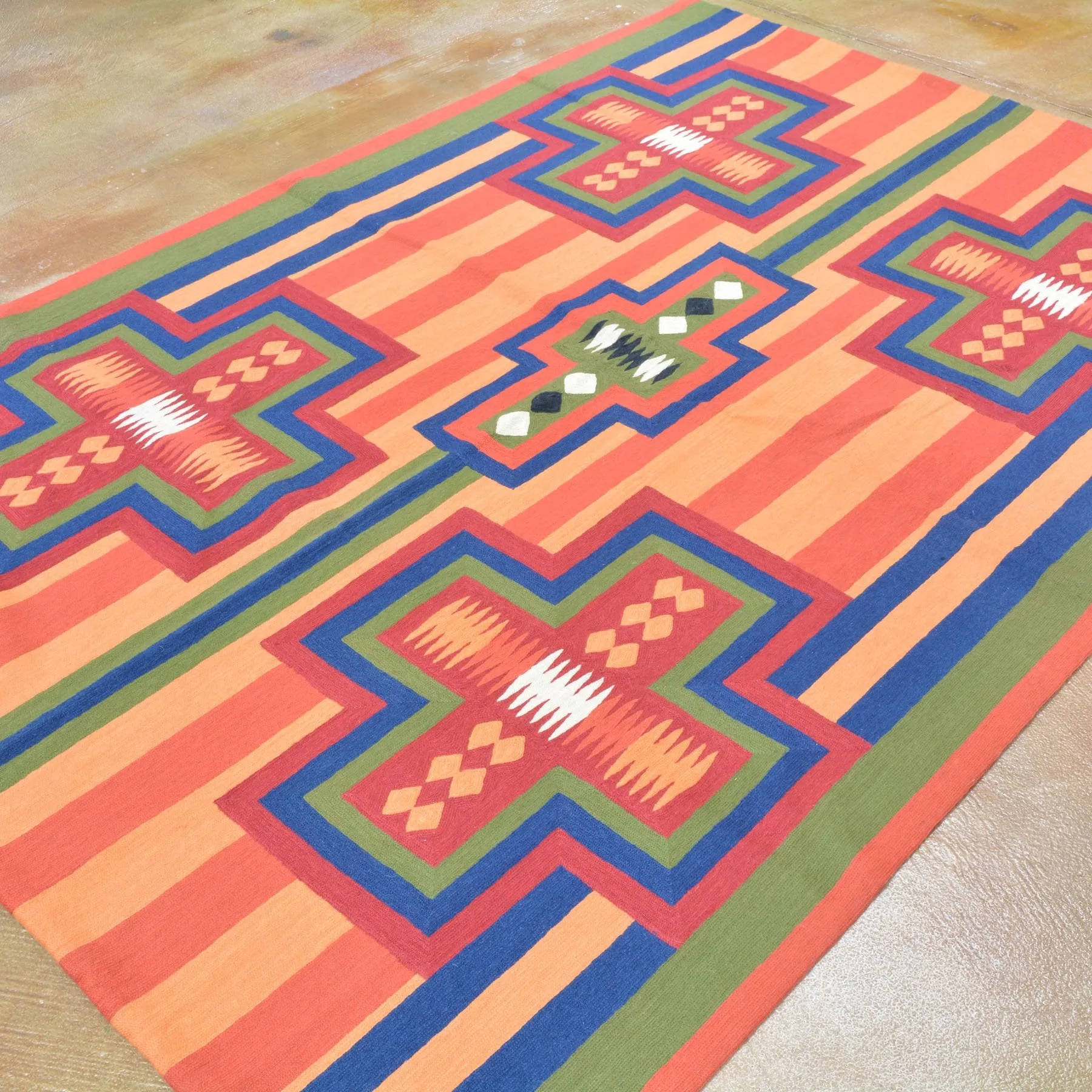 Chain-Stitched Kashmiri SouthWestern Design Wool Rug (Size 5.0 X 6.11) Brrsf-1497