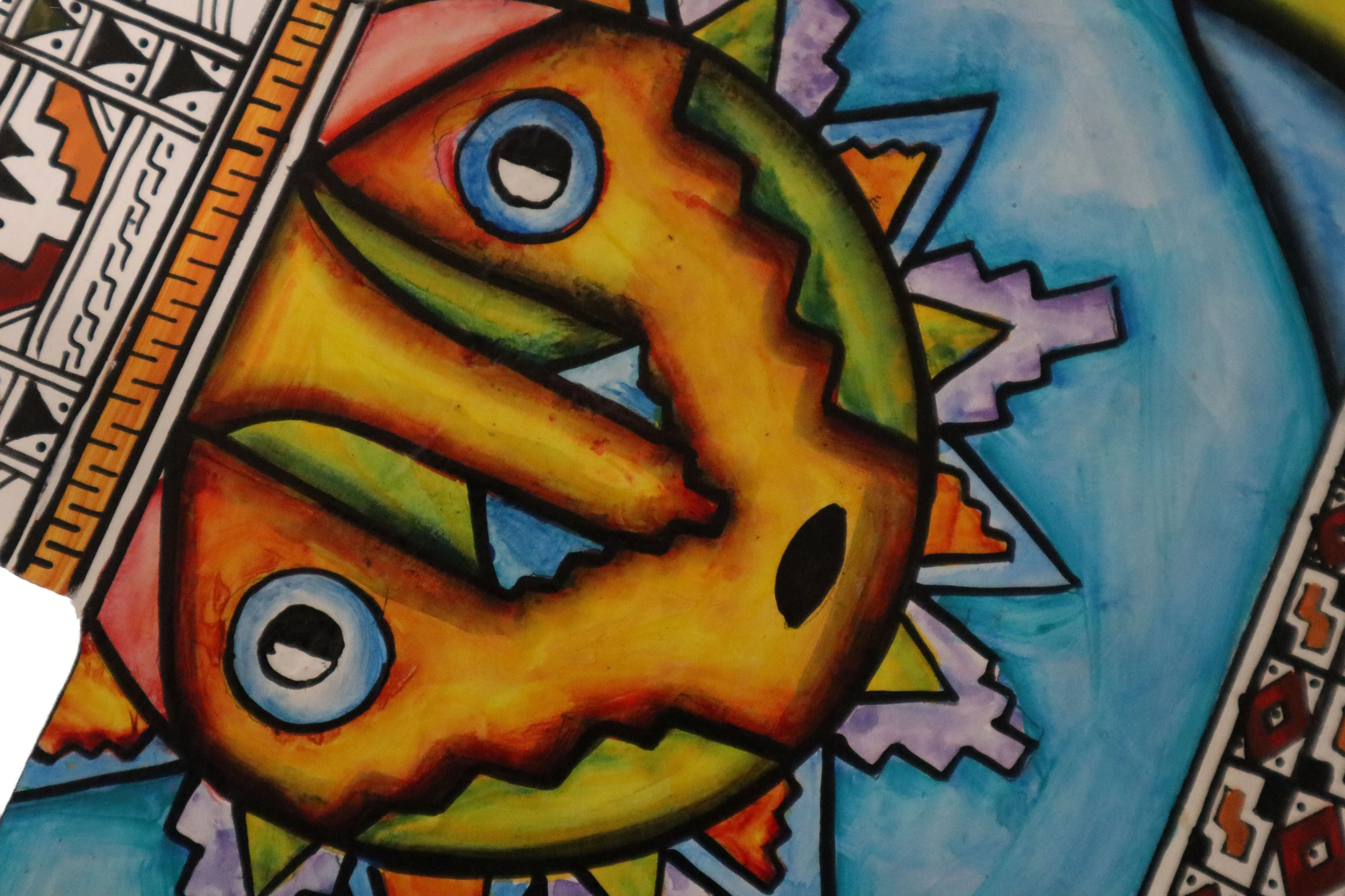 Chakana or Inca Cross Wooden Wall Hanging "Sun"