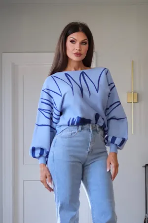 Charlie blue abstract graphic ballon  sweater
