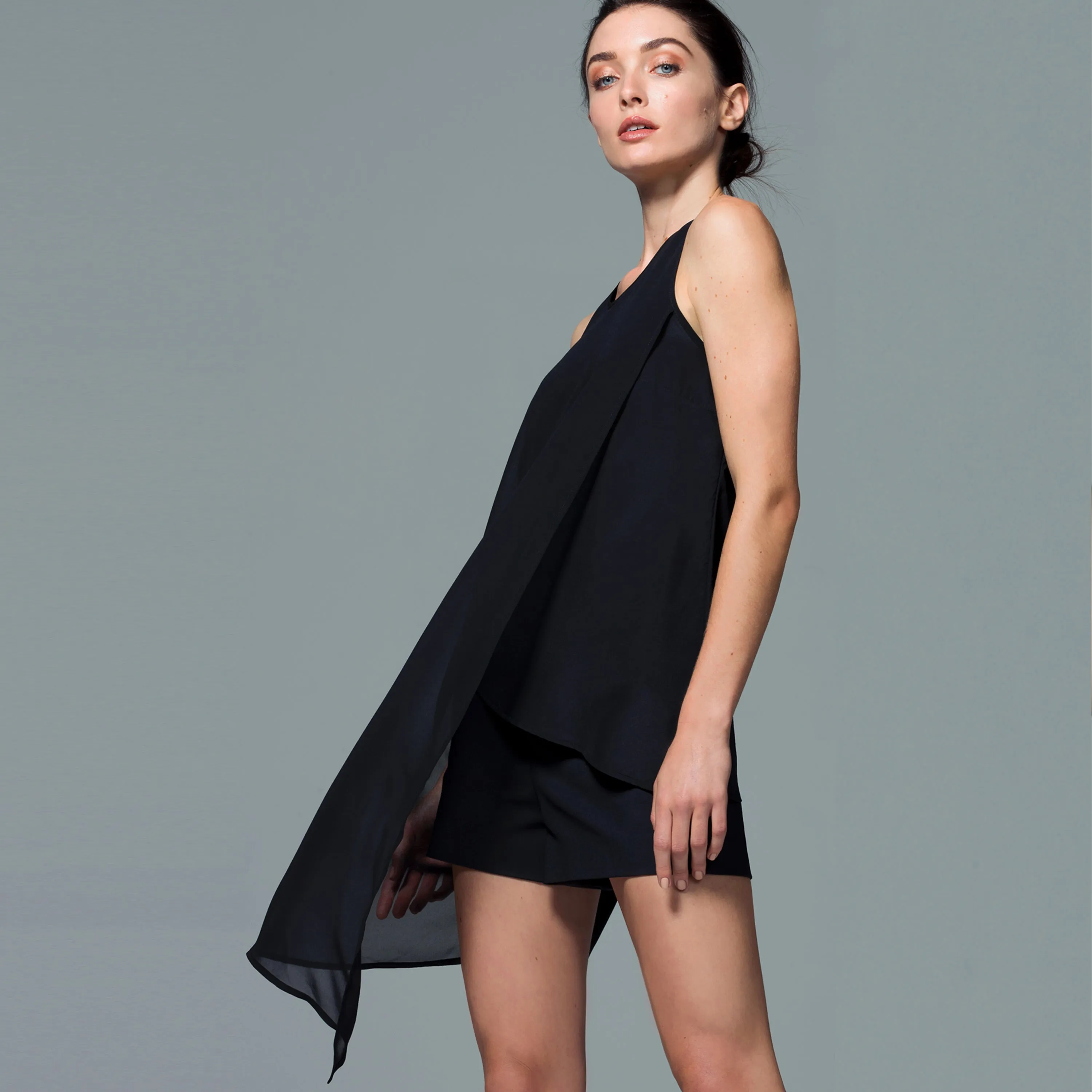 Chiffon Overlay Asymmetry Top