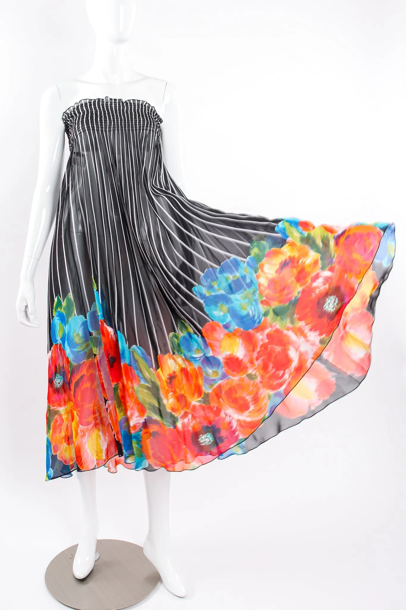 Chiffon Striped Floral Coverup Skirt