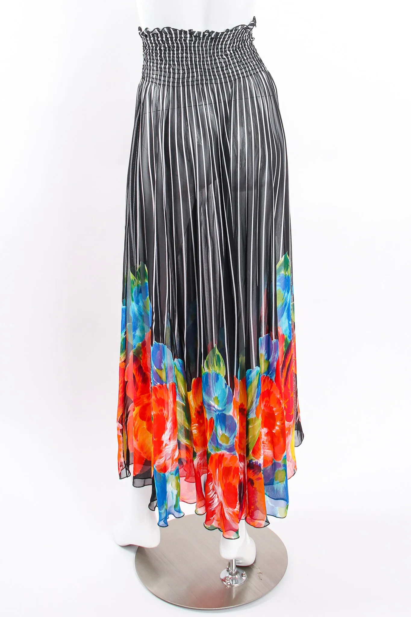 Chiffon Striped Floral Coverup Skirt