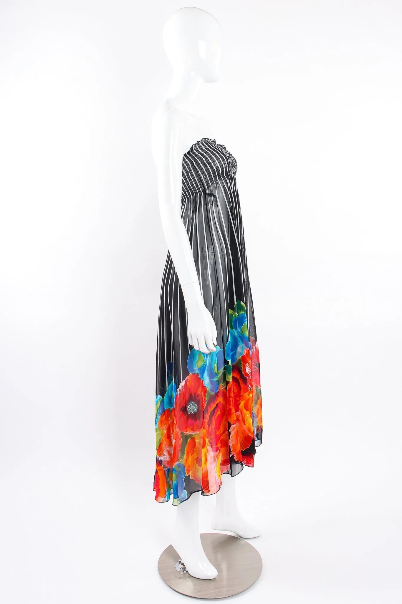 Chiffon Striped Floral Coverup Skirt