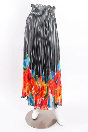 Chiffon Striped Floral Coverup Skirt