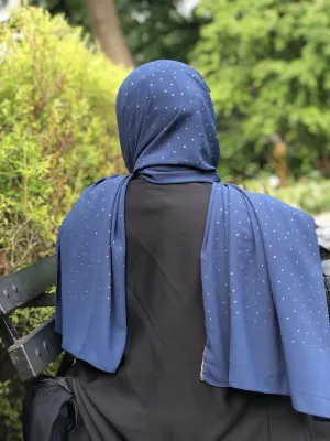 Chiffon with Rhinestone- Navy Blue