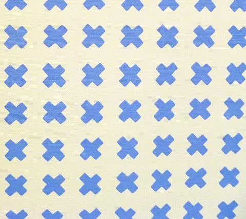 China Seas Fabric: Cross Check - Custom Pacific Blue on Tinted Belgian Linen / Cotton
