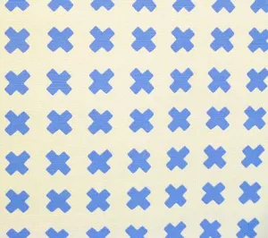 China Seas Fabric: Cross Check - Custom Pacific Blue on Tinted Belgian Linen / Cotton