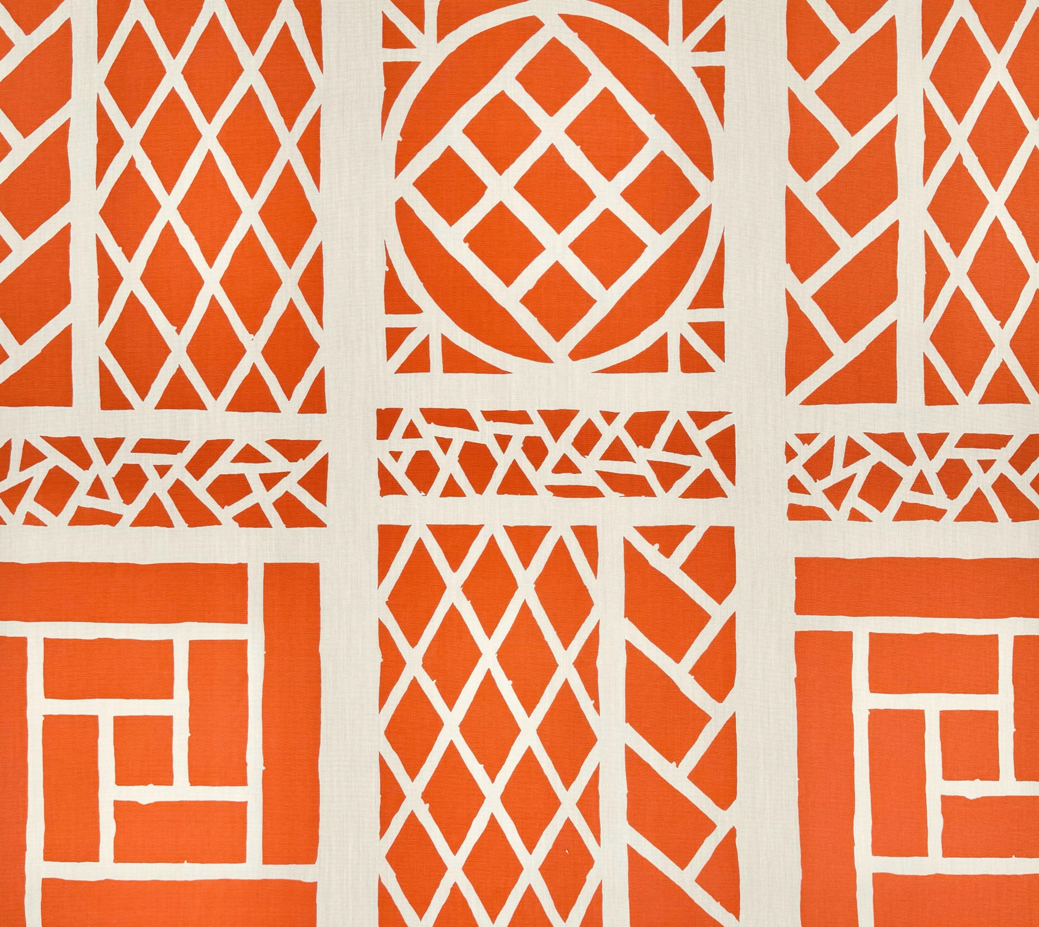 China Seas Fabric: Trellis Background - Custom Orange on Vellum Suncloth (OUTDOOR)