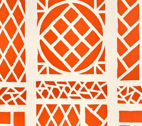 China Seas Fabric: Trellis Background - Custom Orange on Vellum Suncloth (OUTDOOR)