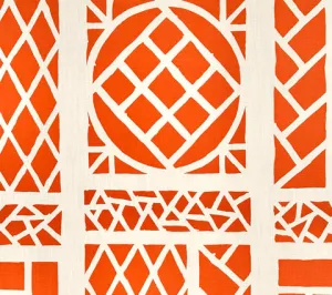 China Seas Fabric: Trellis Background - Custom Orange on Vellum Suncloth (OUTDOOR)