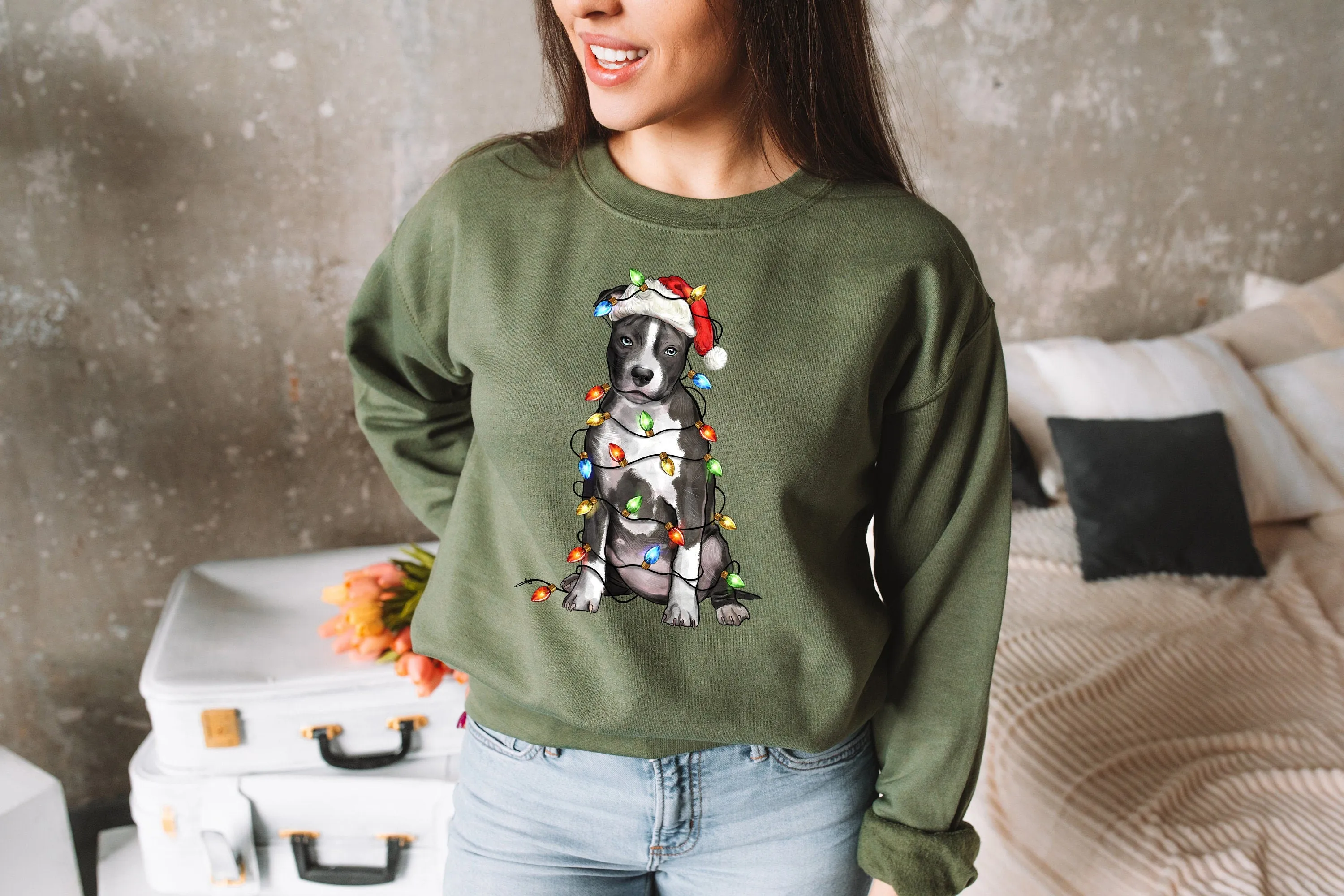 Christmas American Pitbull Terrier Dog Lover Sweatshirt