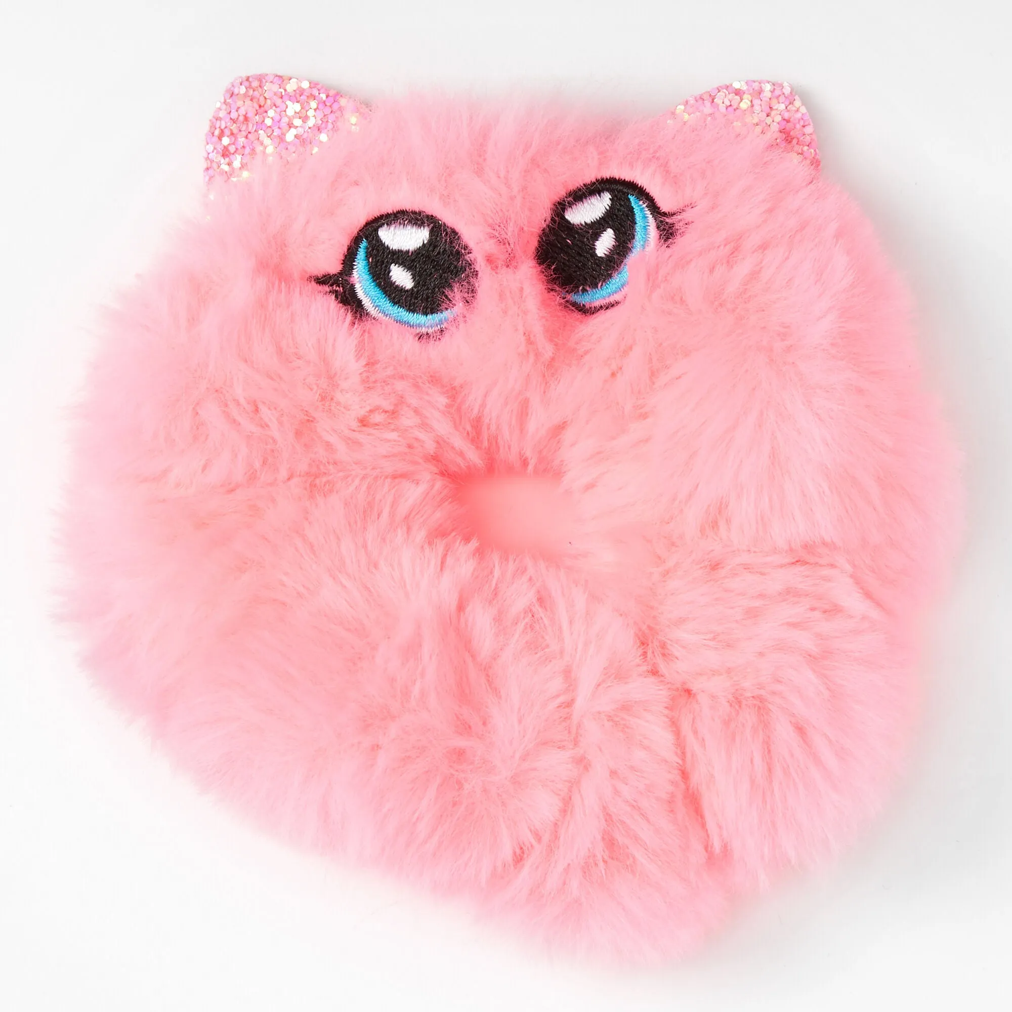 Claire's Medium Furry Cat Hair Scrunchie | Pink